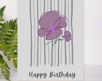 Floral Feminine  Birthday card  Digital encouragement card, printable card, Printable Birthday card,  Digital birthday print card,