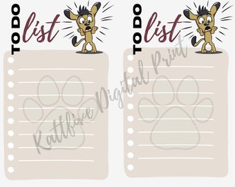 Frantic Puppy Printable To Do List, Digital Download Print as many as you need, printable to do list, Digital printable to do list,comic dog