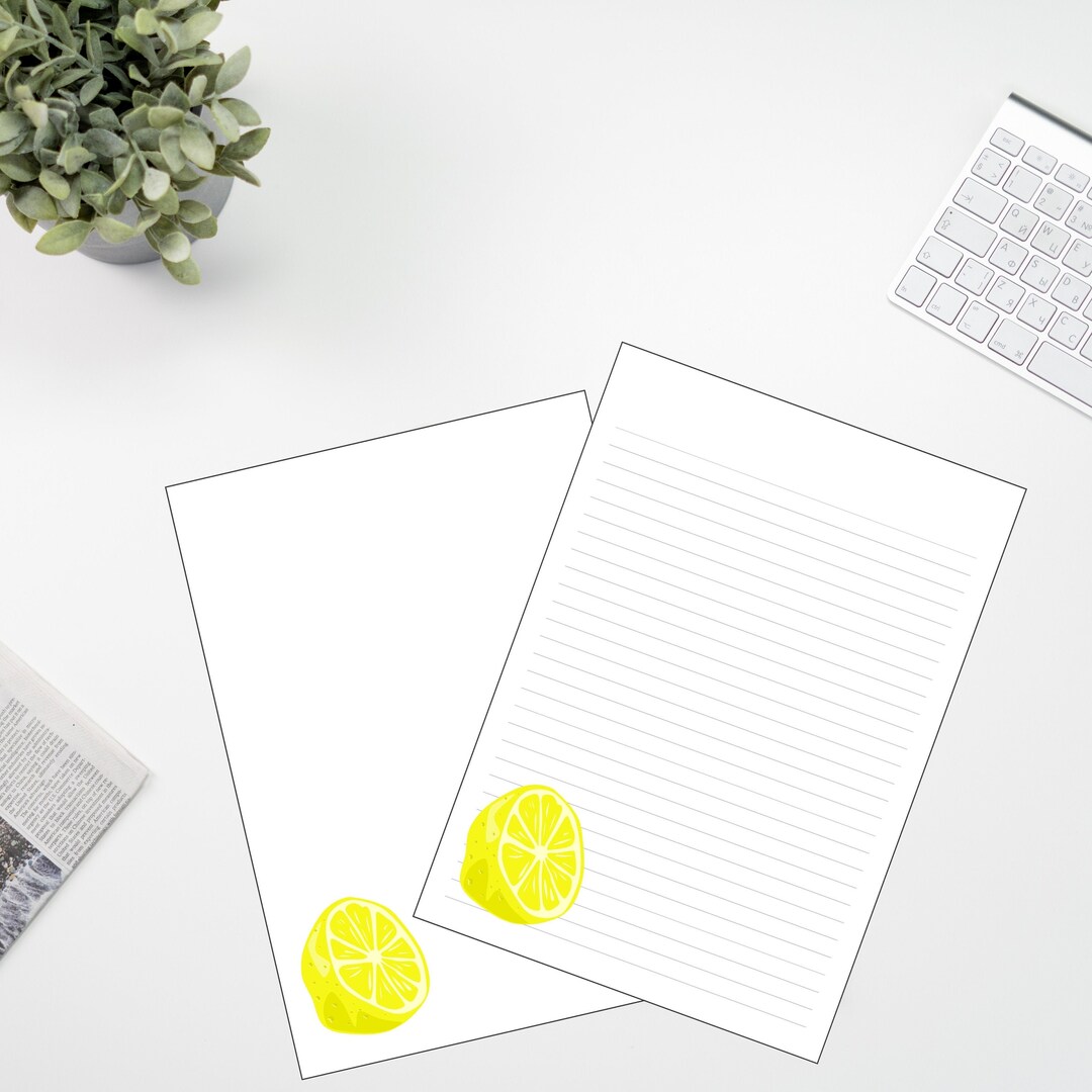 Lemon Stationery Paper, Lined & Unlined (digital Download) - Etsy