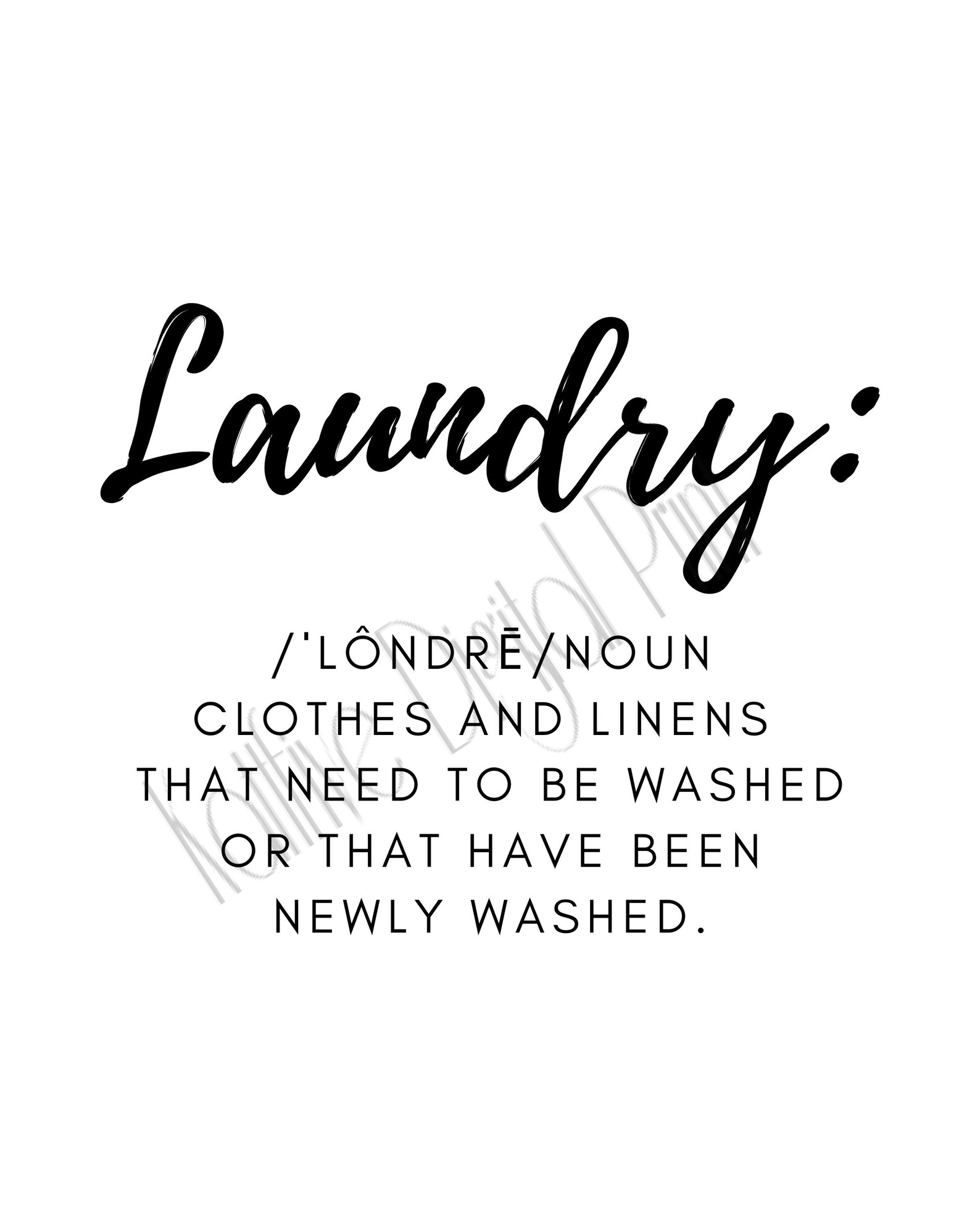 Laundry Digital Download Print INSTANT DOWNLOAD Definition Etsy