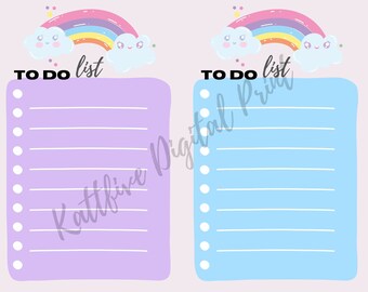 Pastel Rainbow Sakura style Printable To Do List Digital Download Print as many as you need printable planner to do list Digital printable