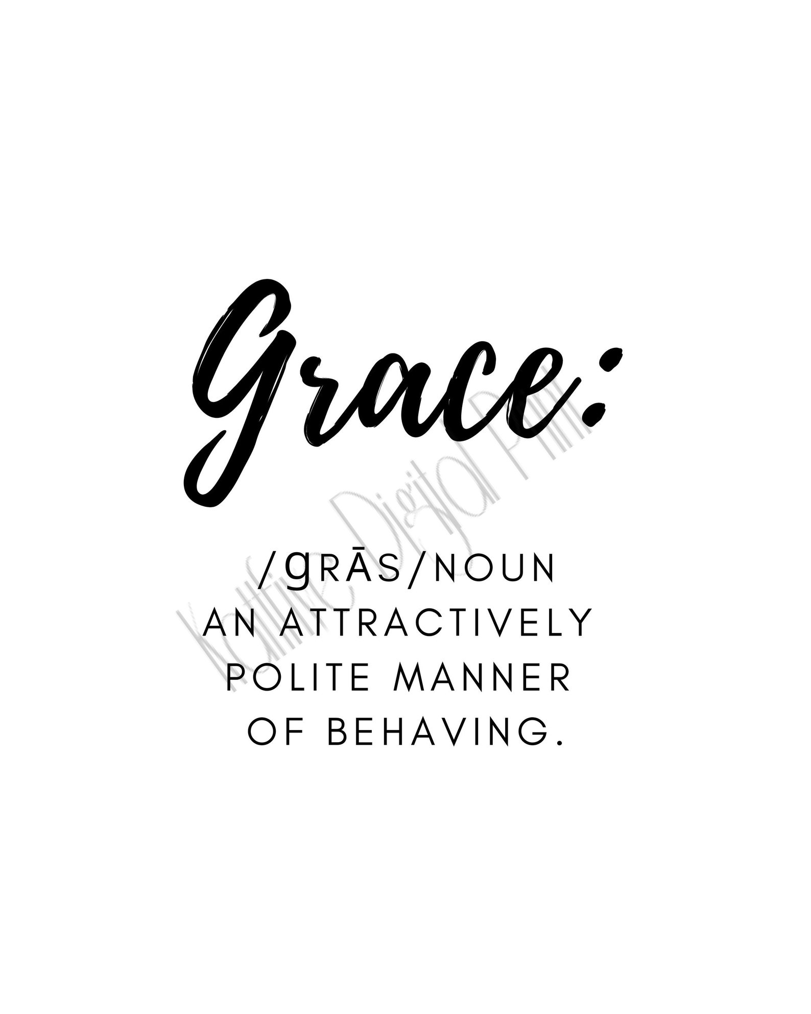 GRACE Digital Download Print INSTANT DOWNLOAD Definition Print Modern