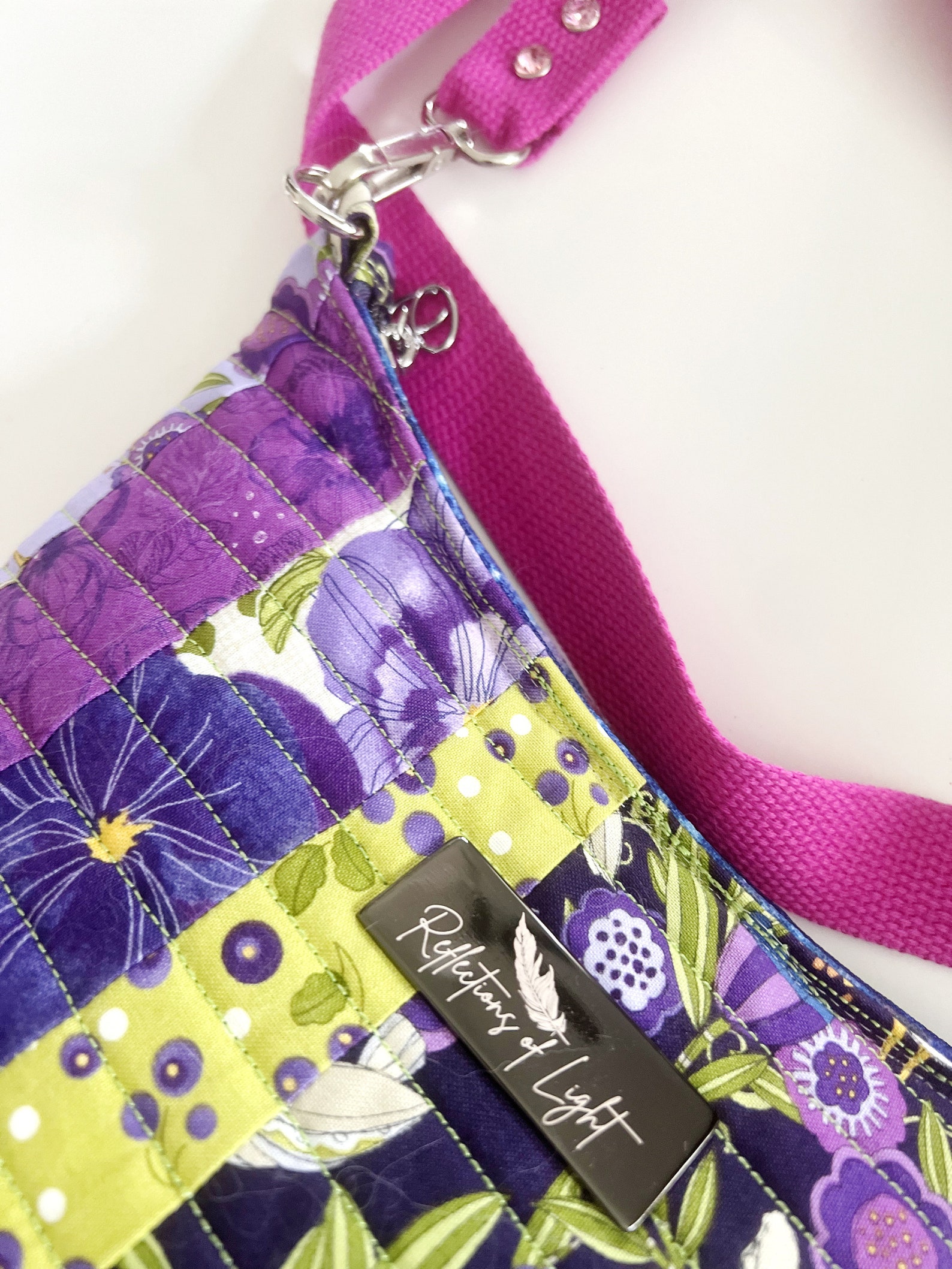 Purple - Handcrafted Quilted Cotton Hand Bag  33