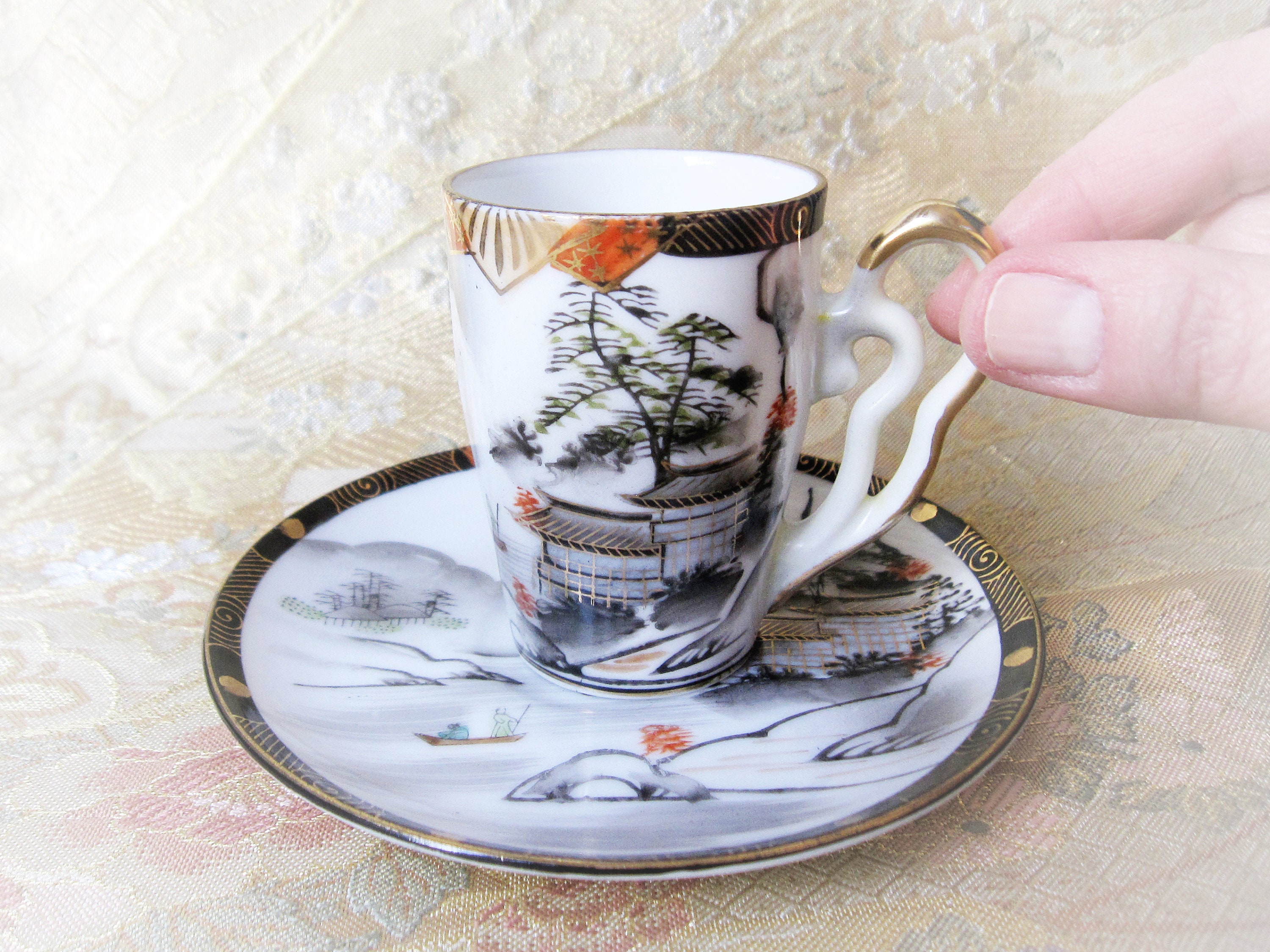 Dai Nippon great Japan Satsuma Kutani Porcelain Coffee Pair. Etsy