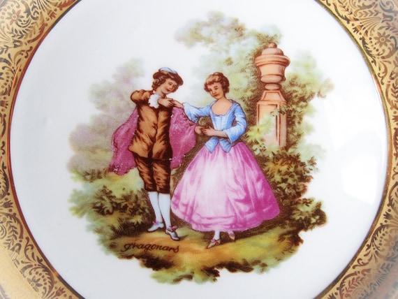 Limoges France 22,5 Cm and 19 Cm Set of Porcelain Plates