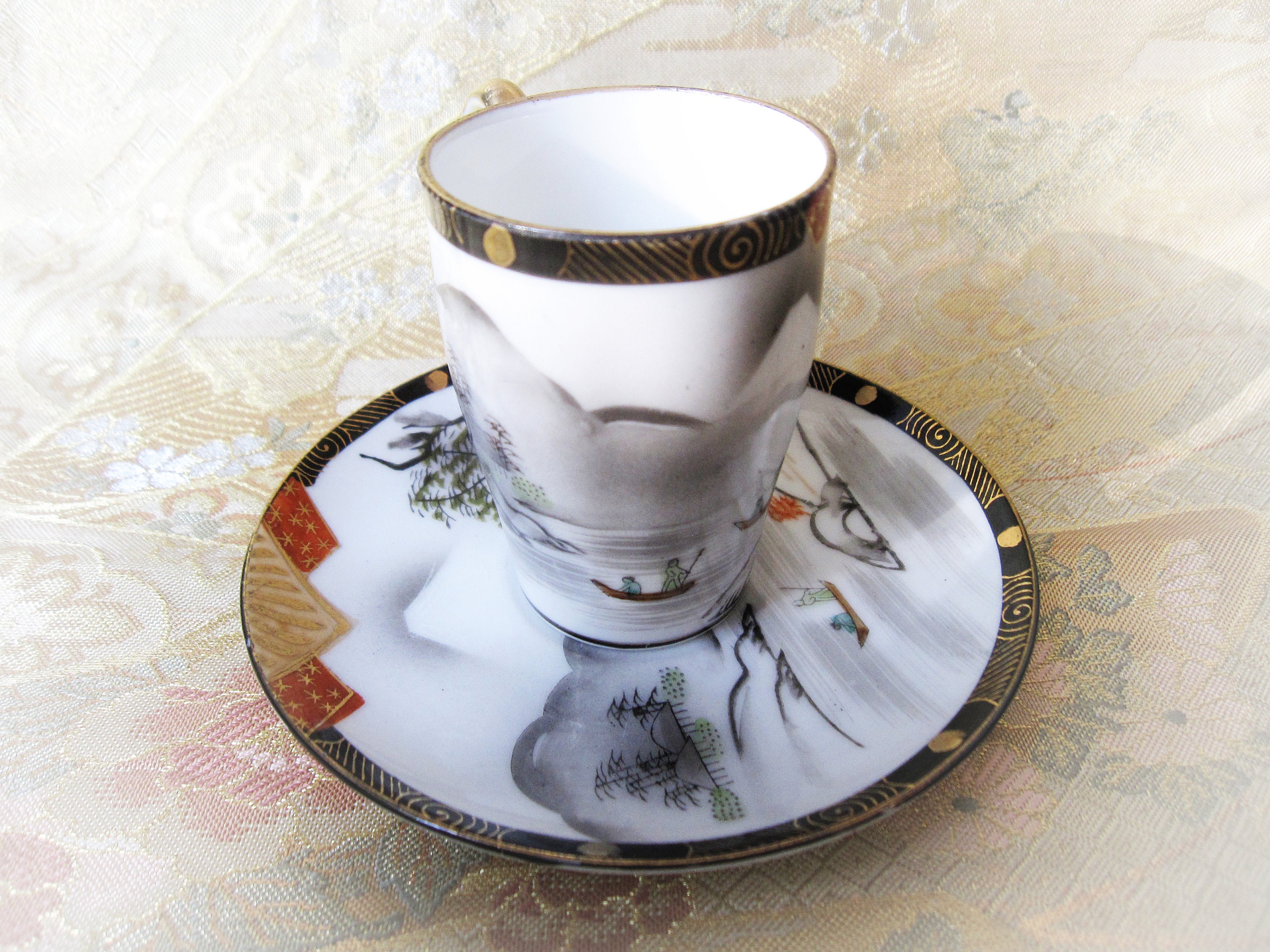 Dai Nippon great Japan Satsuma Kutani Porcelain Coffee Pair. Etsy