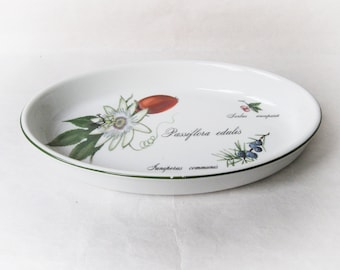 Apilco oval platter, deep serving dish, blue Elysian Garden  design by Ronald van Vintage French