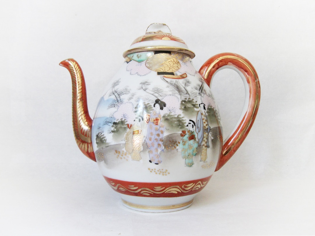 Kutani Teapot. Japanese Eggshell Porcelain. Hand Painted Etsy