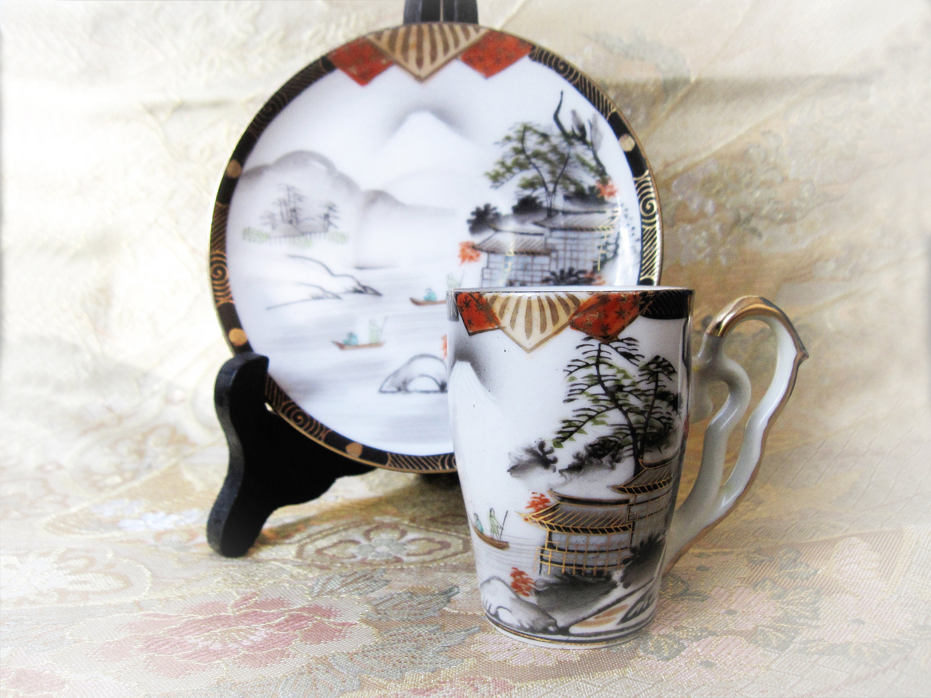 Dai Nippon great Japan Satsuma Kutani Porcelain Coffee Pair. Etsy