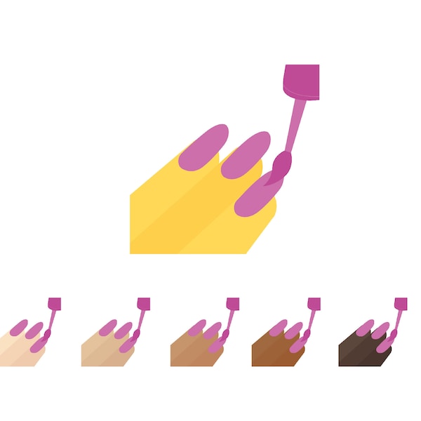 Vector Nail Polish emoji design - svg, jpg, png, eps with skin tones