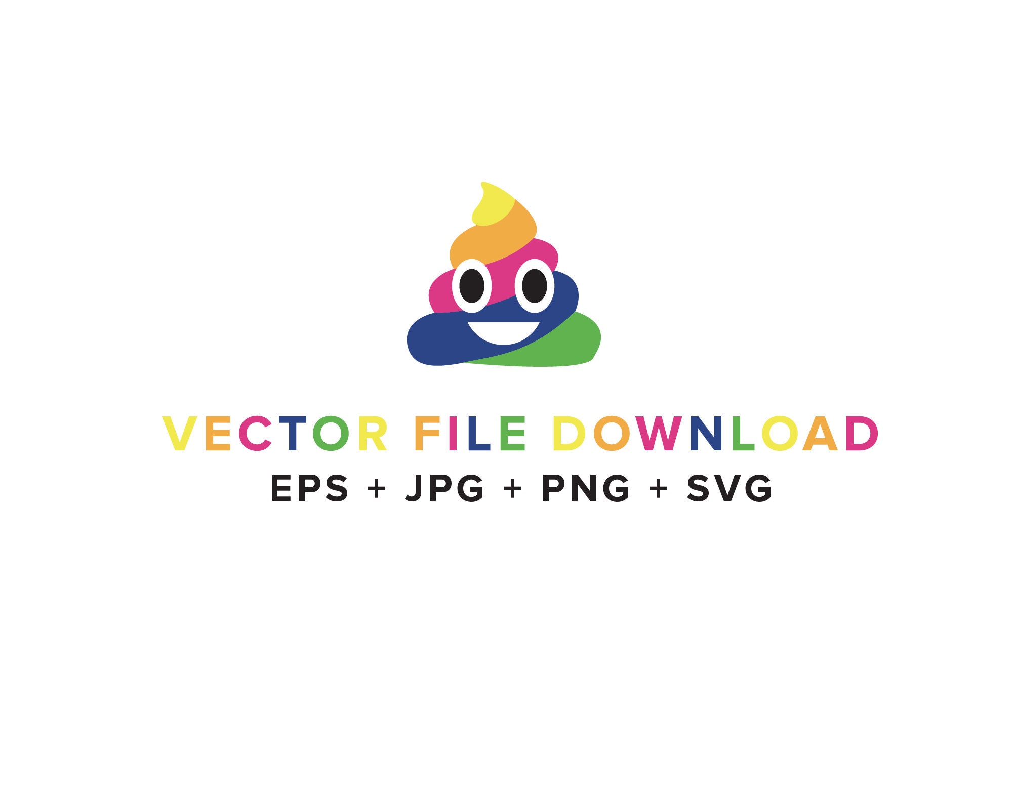Vector Rainbow Poop Emoji Design Svg Jpg Png Eps Etsy