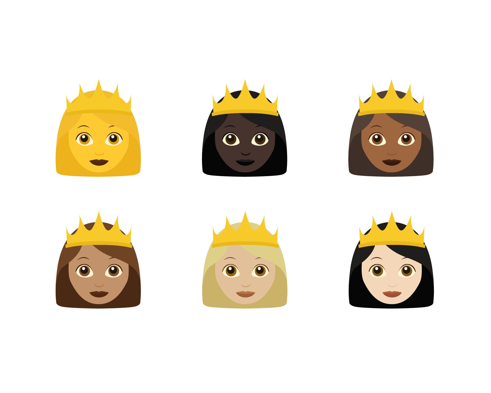 Vector Set of Princess Emoji With Skintones Svg Jpg Png Etsy Australia