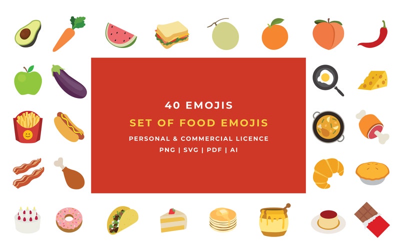 Set of Food Emojis Png Svg Pdf Ai BUNDLE Etsy