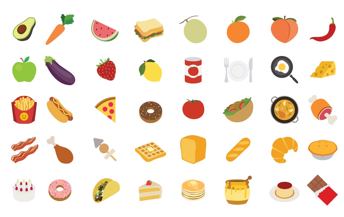 Set of food emojis png svg pdf ai BUNDLE Etsy