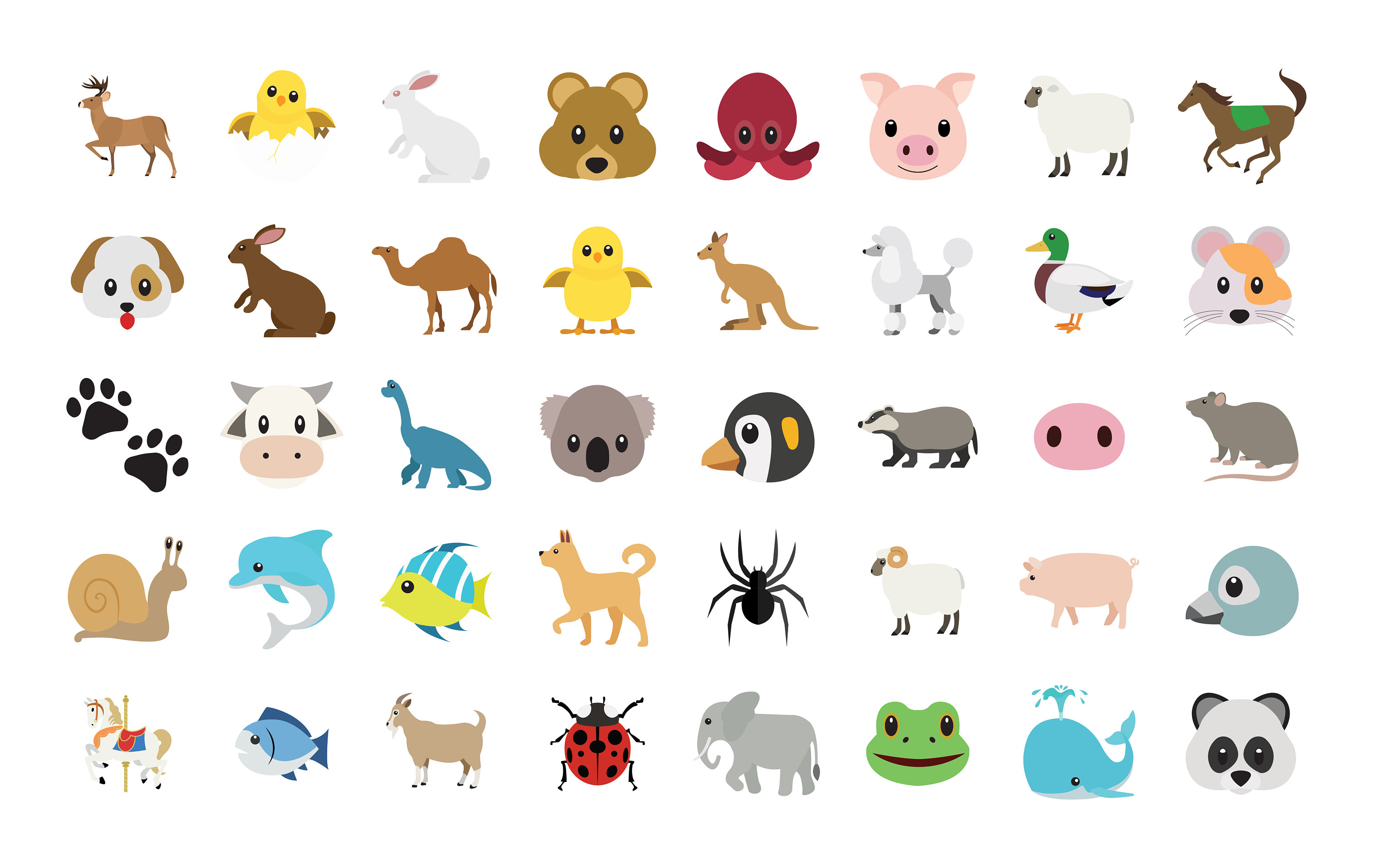 Set of Animal Emojis png svg pdf ai | Etsy