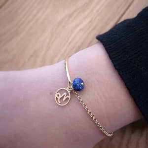 Pulseira de ouro meio bracelete signo Capricórnio e pérola facetada natural - pulseira astro Capricórnio