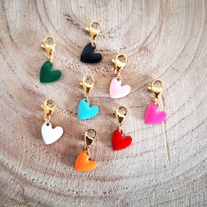 Heart charm pendant in red, orange, green, blue, pink, black or white enamel - red heart charm - heart pendant - heart charms