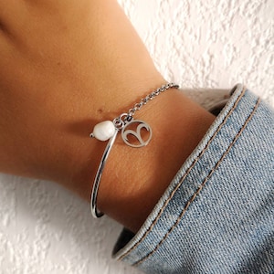 Pulsera astrológica de plata Aries - Pulsera del signo Aries - Pulsera del signo del zodiaco de plata - Pulsera de media pulsera de plata - Pulsera astrológica de plata