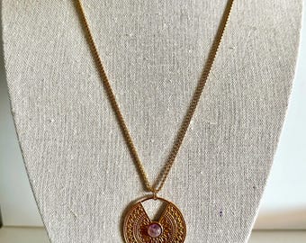gold-plated sautoir necklace - gold medallion sautoir necklace - long gold-plated stainless steel necklace - gold sautoir necklace - women's gold sautoir necklace