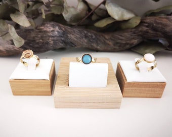 Gold-plated twisted ring - gold ring with natural stone - gold-plated fashion ring - gold ring with blue stone - gold ring with white stone