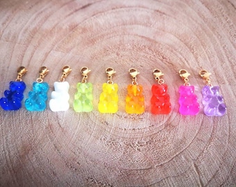 Candy teddy bear charms - candy charms - candy teddy bear pendant - gold teddy bear pendant - gold candy pendant - candy charm