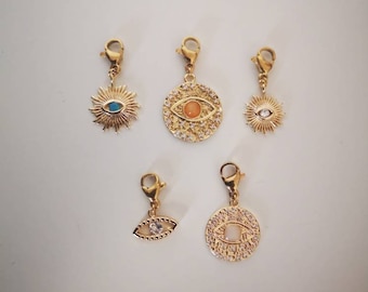 Gold plated charms - eye charms - gold plated eye pendant - gold plated eye charm