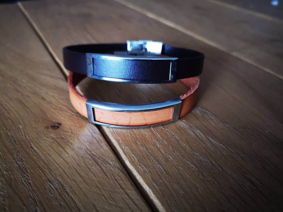 Bracelet cuir homme luxe tressé Acier Inoxydable