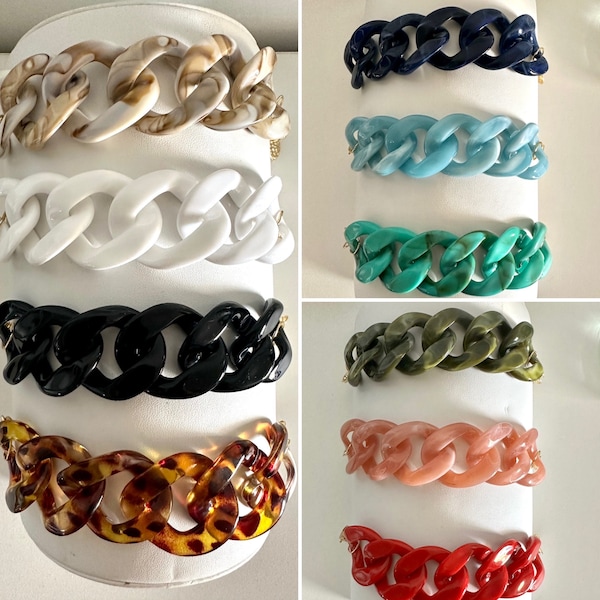 Bracelet gros maillons acrylique - bracelet maille XXL acrylique - bracelet femme fantaisie grosse maille - bracelet très grosse maille