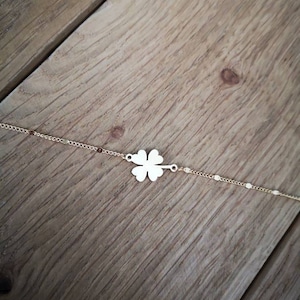 Lucky 4 leaf clover gold bracelet - lucky bracelet - lucky charm bracelet - thin gold plated bracelet - gold plated clover bracelet