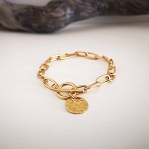 Chunky gold chain bracelet - gold-plated bracelet - gold-plated chunky chain bracelet - chunky gold chain - gold T-clasp bracelet