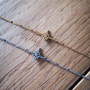 Gold or silver chain and star bracelet - silver star bracelet - gold star bracelet - silver star bracelet - thin star bracelet