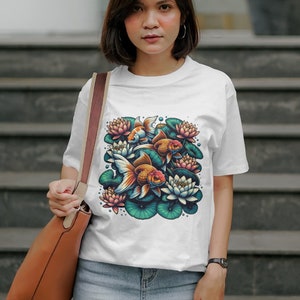 Goldfish and Water Lillies Shirt, Fish Tshirt, Goldfish Lover Shirt, Gift For Goldfish Lover, Goldfish Lover Gift, Goldfish Mom Shirt