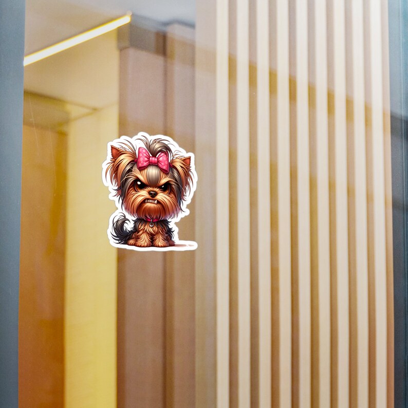 Grumpy Yorkie Kisscut Vinyl Decals, Yorkie Decal, Yorkie Car Decal