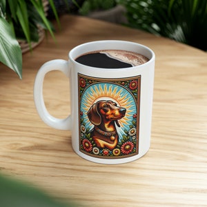 Dachshund Dog Art Deco Mug, Dachshund Lover Gift, Doxie Mom Coffee Cup, Wiener Dog Coffee Cup, Wiener Dog Mug, Doxie Lover Mug, Doxie Mug