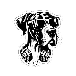 Great Dane Wearing Sunglasses and Headphones Sticker, Great Dane Sticker, Great Dane Lover Gift, Great Dane Decal, Dane Mom Sticker