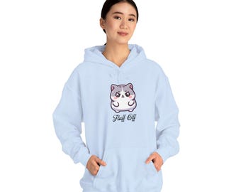 Felpa con cappuccio Fluff Off Grumpy Cat, felpa divertente con gattino