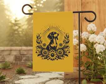 Banner de casa e jardim para cães Dachshund adorando o sol