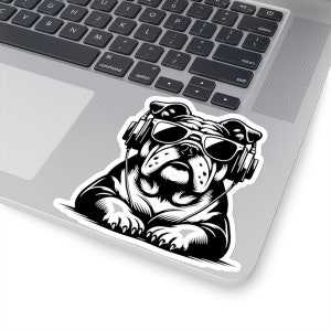 English Bulldog Sticker, Sunglasses Headphones, Dog Lover Gift image 9