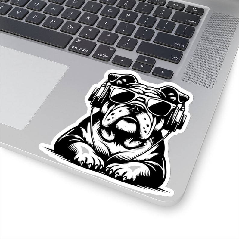 English Bulldog Sticker, Sunglasses Headphones, Dog Lover Gift image 9