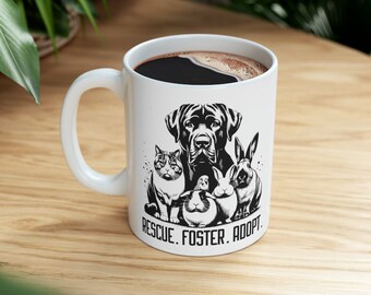 Rescue Dog Coffee Mug, Adopt Foster Pets, Animal Lover Gift