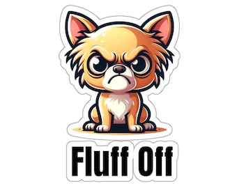 Vinylsticker pluizende knorrige chihuahua