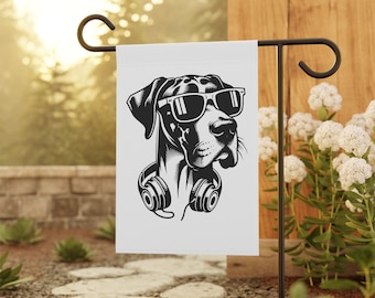 Great Dane Dog with Sunglasses and Headphones Garden Flag, Great Dane Flag, Great Dane Banner, Great Dane Lover Gift, Great Dane Mom Gift