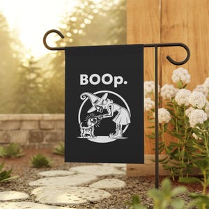 Boop Halloween Dog and Witch Garden Flag, Halloween Flag, Spooky Halloween Flag, Halloween Gift, Cut Halloween Flag