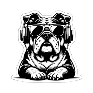 English Bulldog Sticker, Sunglasses Headphones, Dog Lover Gift image 8