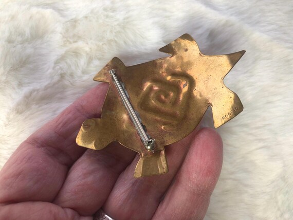 Native American turtle brooch with symbols - image 2