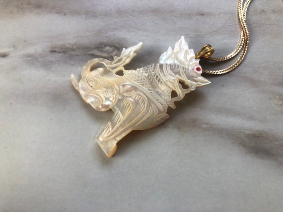 mother of pearl dragon pendant necklace - image 4