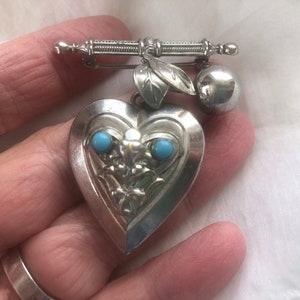 Victorian heart locket pin