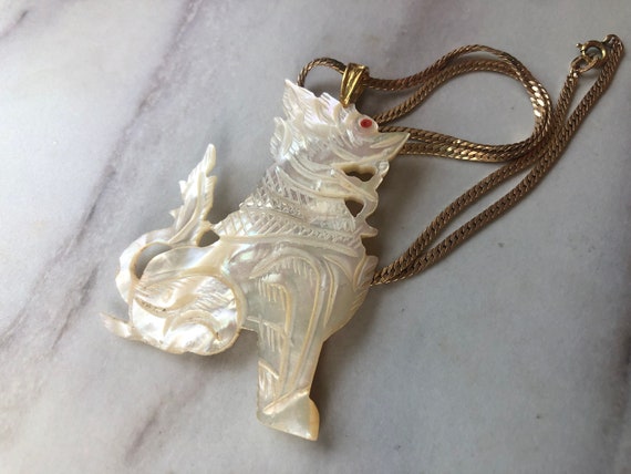 mother of pearl dragon pendant necklace - image 5
