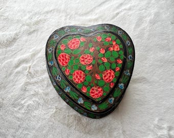 red heart case in paper mache