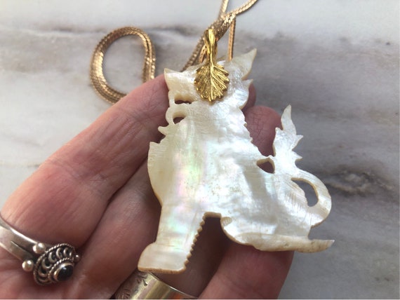 mother of pearl dragon pendant necklace - image 2